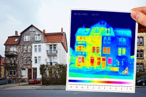 thermal imaging of a half isolated apartment building